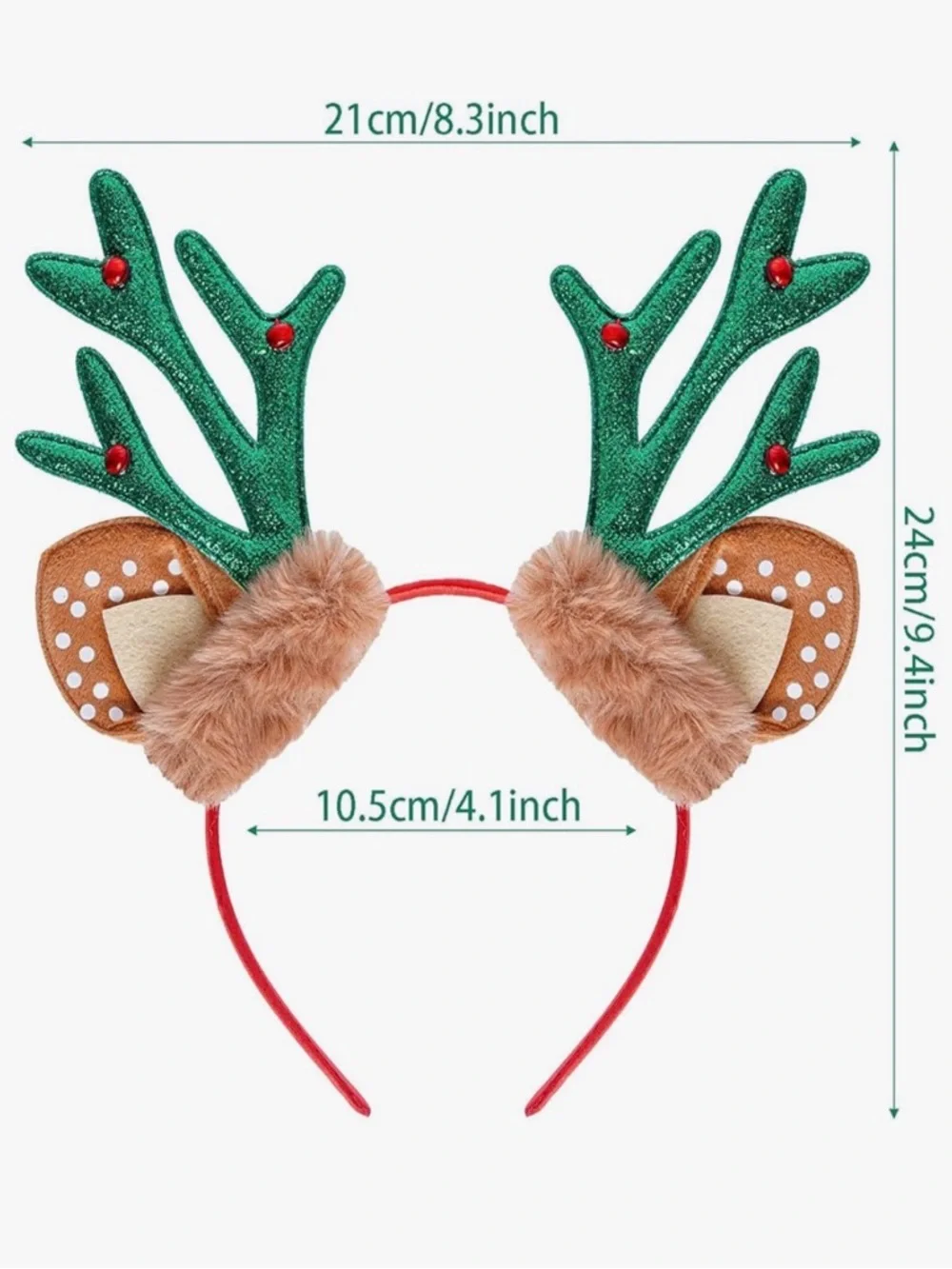 Festive Green Reindeer Antler Headband